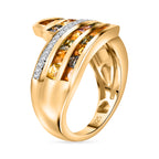 Rainbow Sapphire & Natural Zircon Bypass Ring in 18K Vermeil Yellow Gold Plated Sterling Silver 2.75 Ct_7817789_3