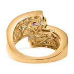 Rainbow Sapphire & Natural Zircon Bypass Ring in 18K Vermeil Yellow Gold Plated Sterling Silver 2.75 Ct_7817789_4