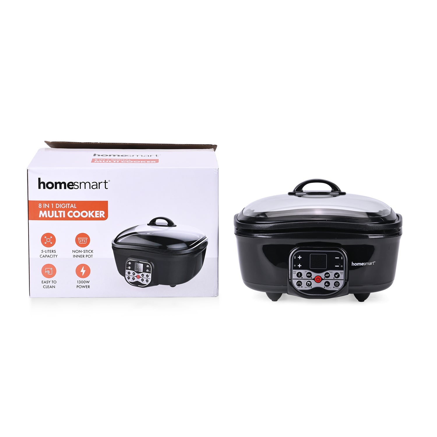 Homesmart 5L Multi Cooker with Steam Rack and Basket - Boil/Slow Cook,Steam, Roast, Grill 7818487 0