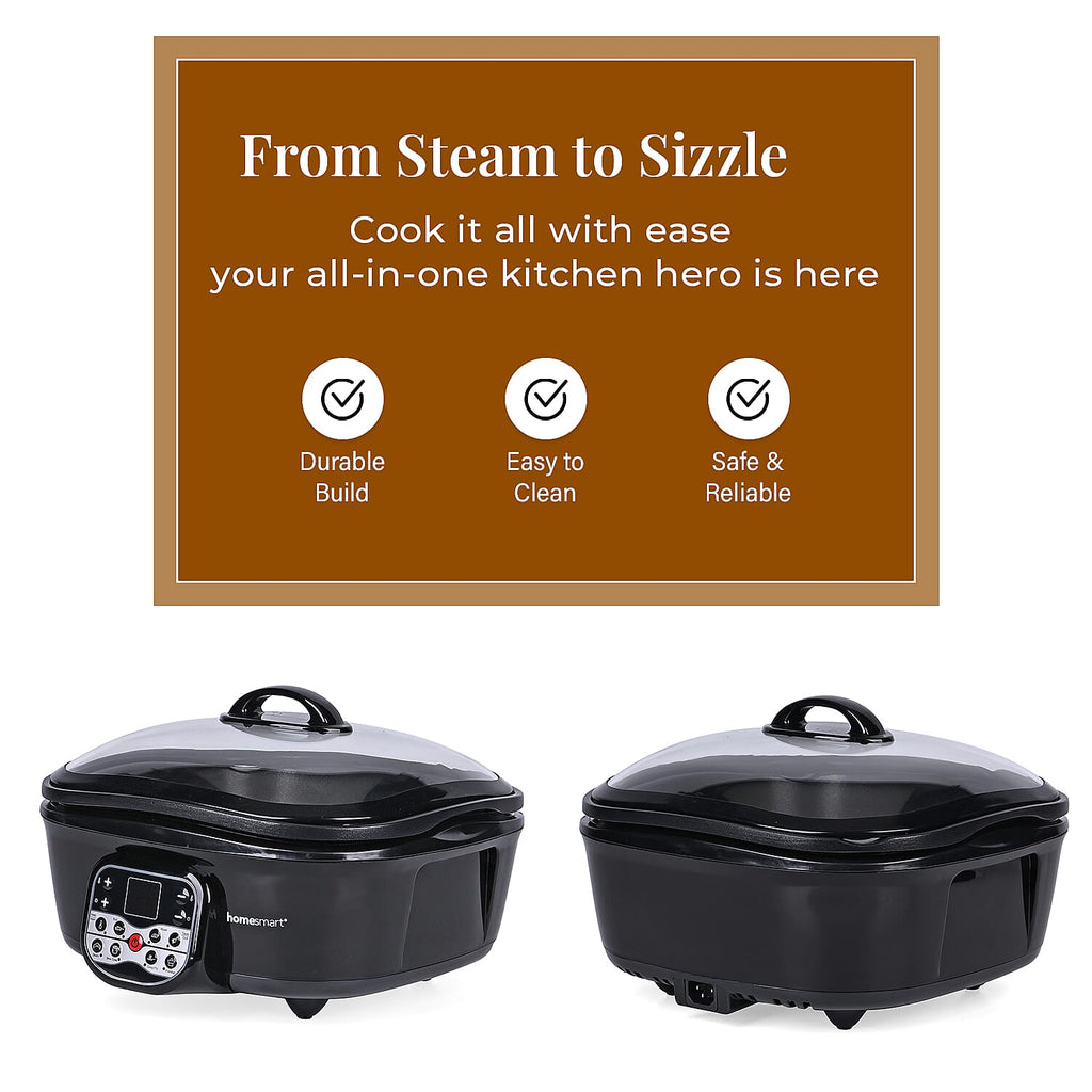 Homesmart 5L Multi Cooker with Steam Rack and Basket - Boil/Slow Cook,Steam, Roast, Grill_7818487