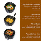 Homesmart 5L Multi Cooker with Steam Rack and Basket - Boil/Slow Cook,Steam, Roast, Grill_7818487
