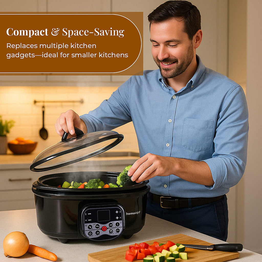 Homesmart 5L Multi Cooker with Steam Rack and Basket - Boil/Slow Cook,Steam, Roast, Grill_7818487