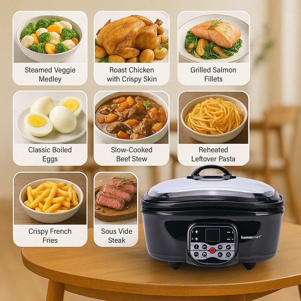 Homesmart 5L Multi Cooker with Steam Rack and Basket - Boil/Slow Cook,Steam, Roast, Grill_7818487