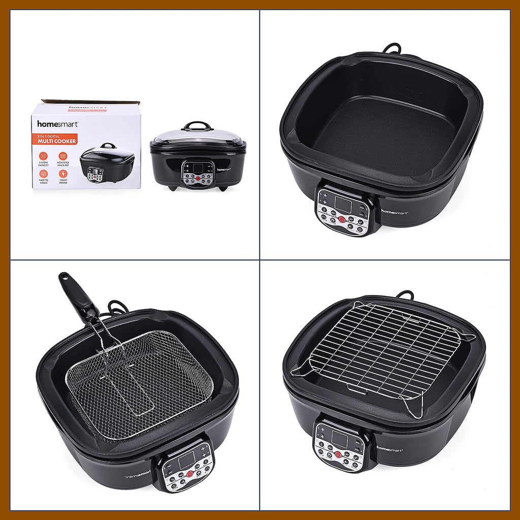Homesmart 5L Multi Cooker with Steam Rack and Basket - Boil/Slow Cook,Steam, Roast, Grill_7818487