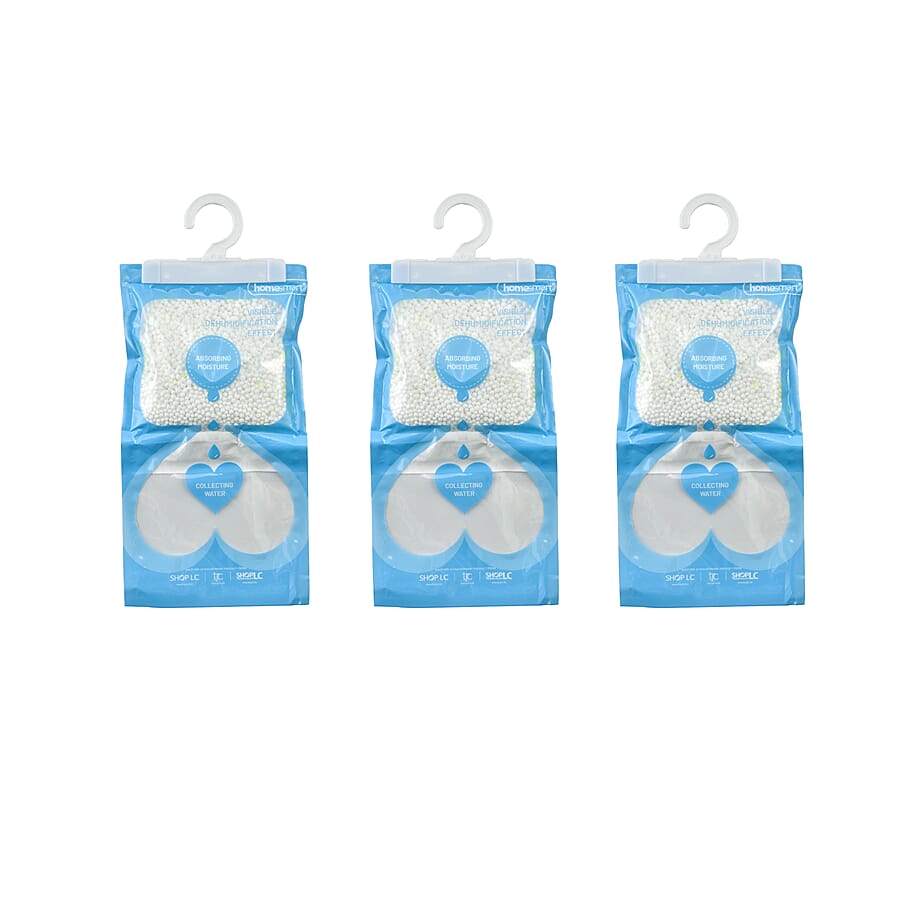 Set of 3 - Homesmart Hanging Dehumidifier Bag - White &amp; Blue 7818744 0