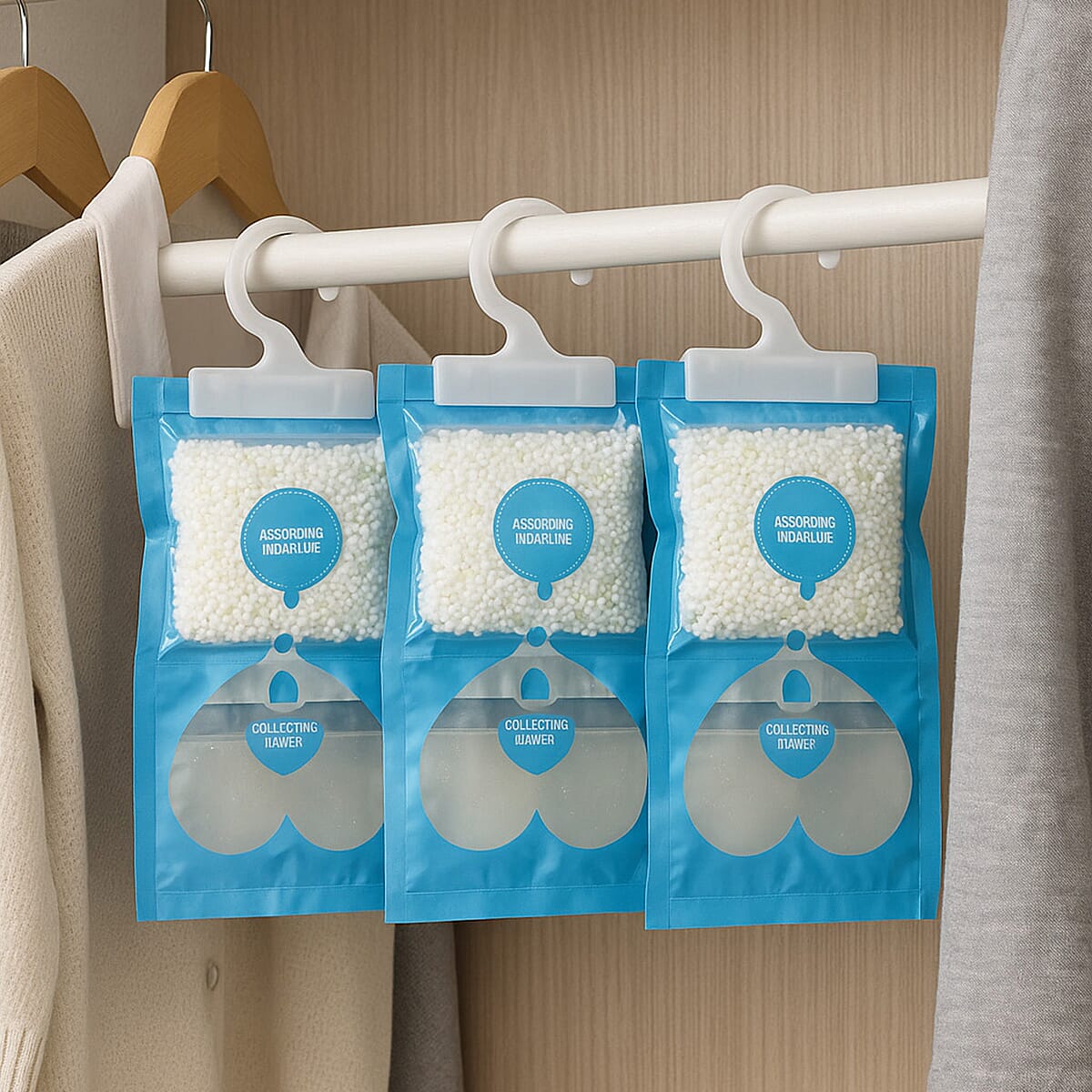 Set of 3 - Homesmart Hanging Dehumidifier Bag - White &amp; Blue 7818744 1
