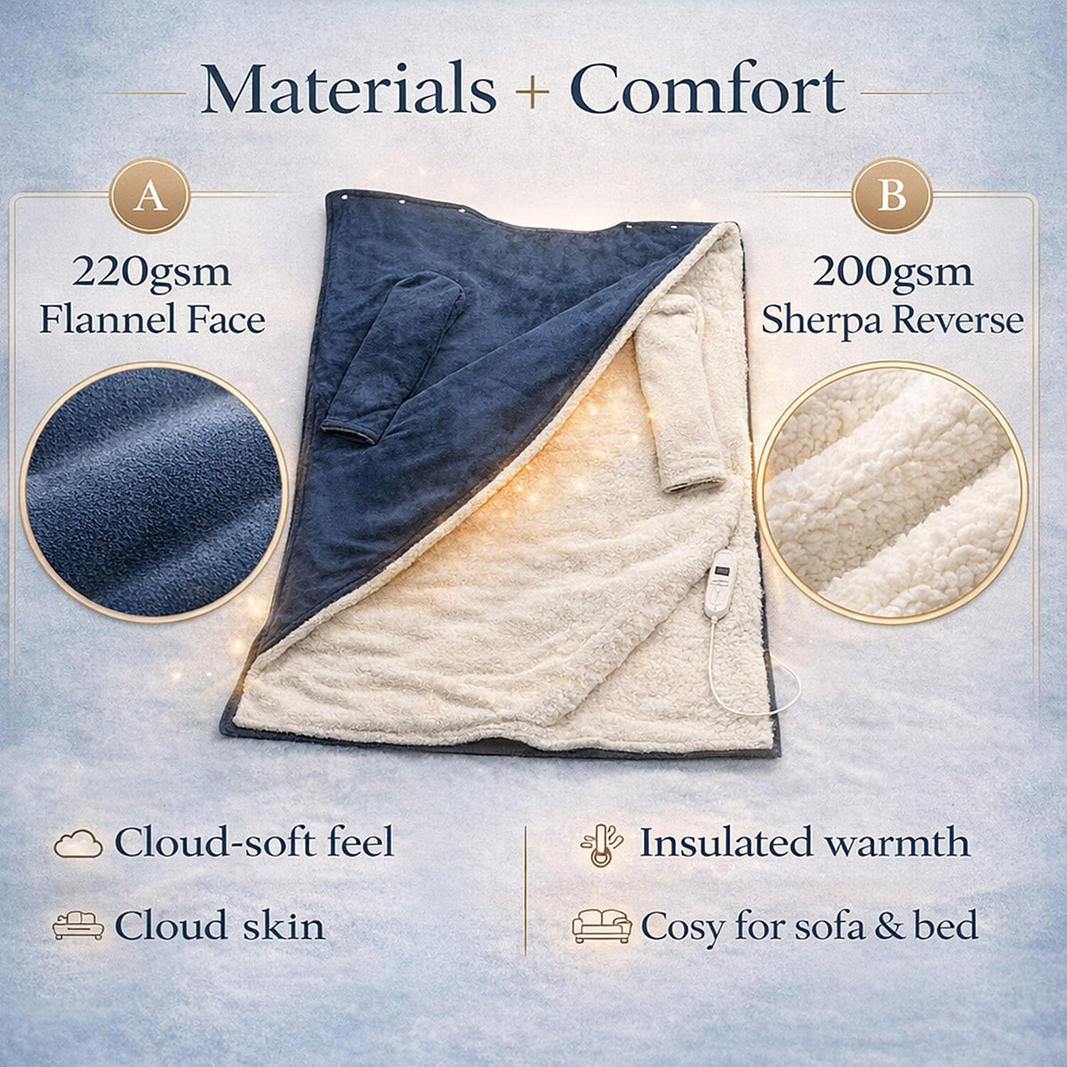 Double-Layer Electric Heated Blanket with Sleeves 7819286 2