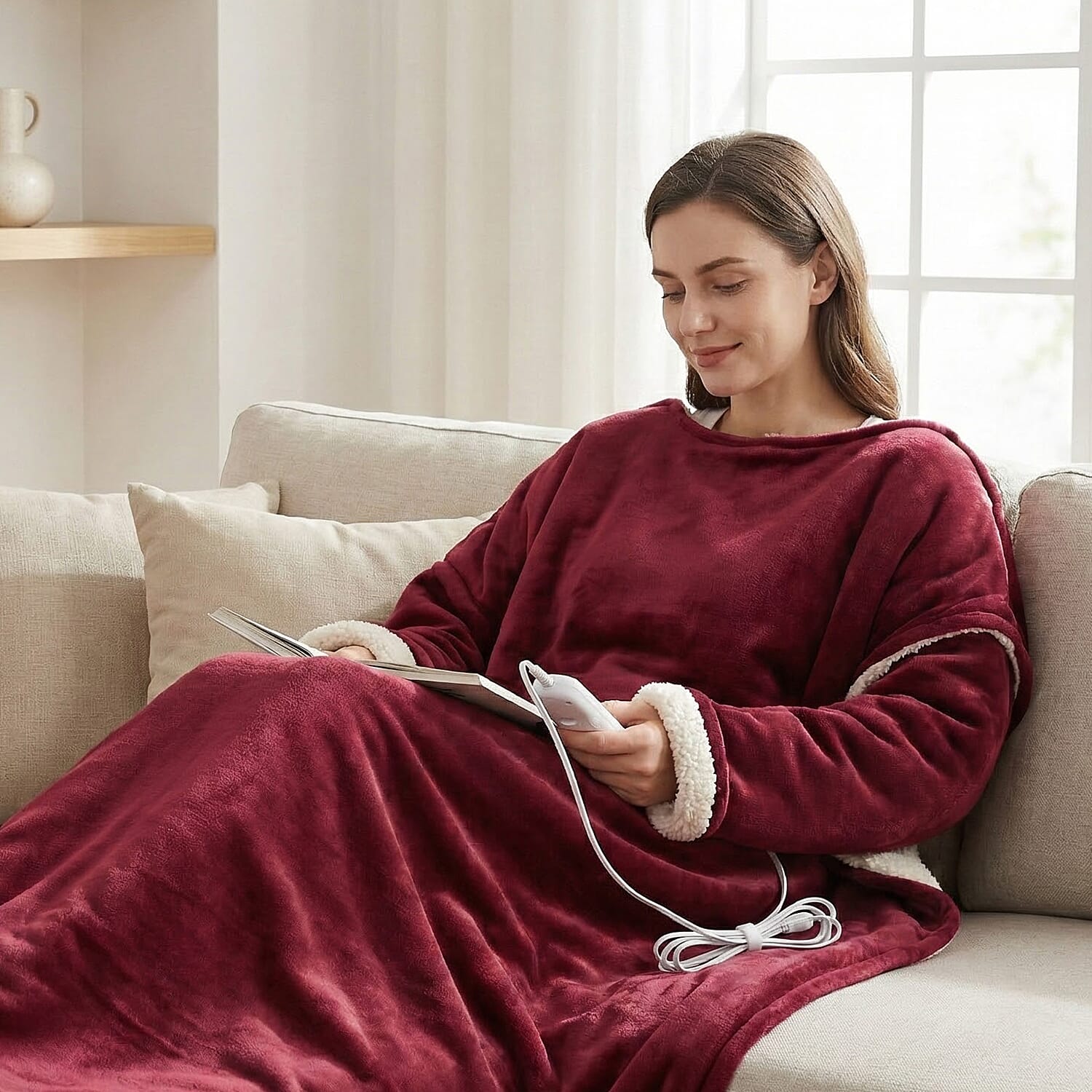 Double-Layer Electric Heated Blanket with Sleeves 7819288 3