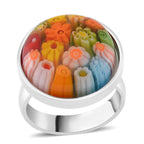 Multi Color Murano Style Glass Ring in White Tone 5.00 Ct._7819434