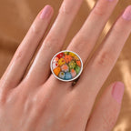 Multi Color Murano Style Glass Ring in White Tone 5.00 Ct._7819434_1