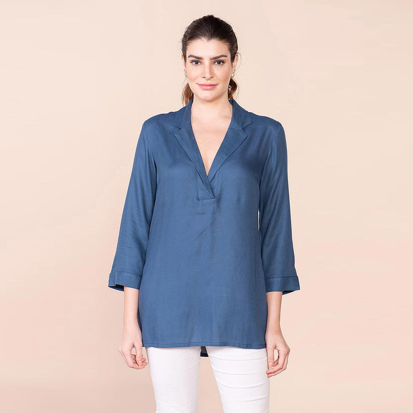 TAMSY 100% Viscose Top (Size 14) - Teal_7819911