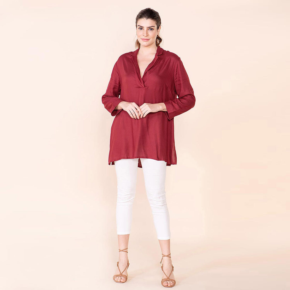 TAMSY V-Neck Super-Soft Women's Top - Maroon V32647816 4