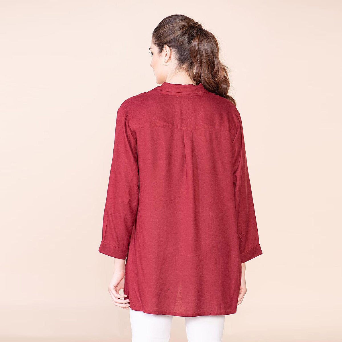 TAMSY V-Neck Super-Soft Women's Top - Maroon V32647816 5