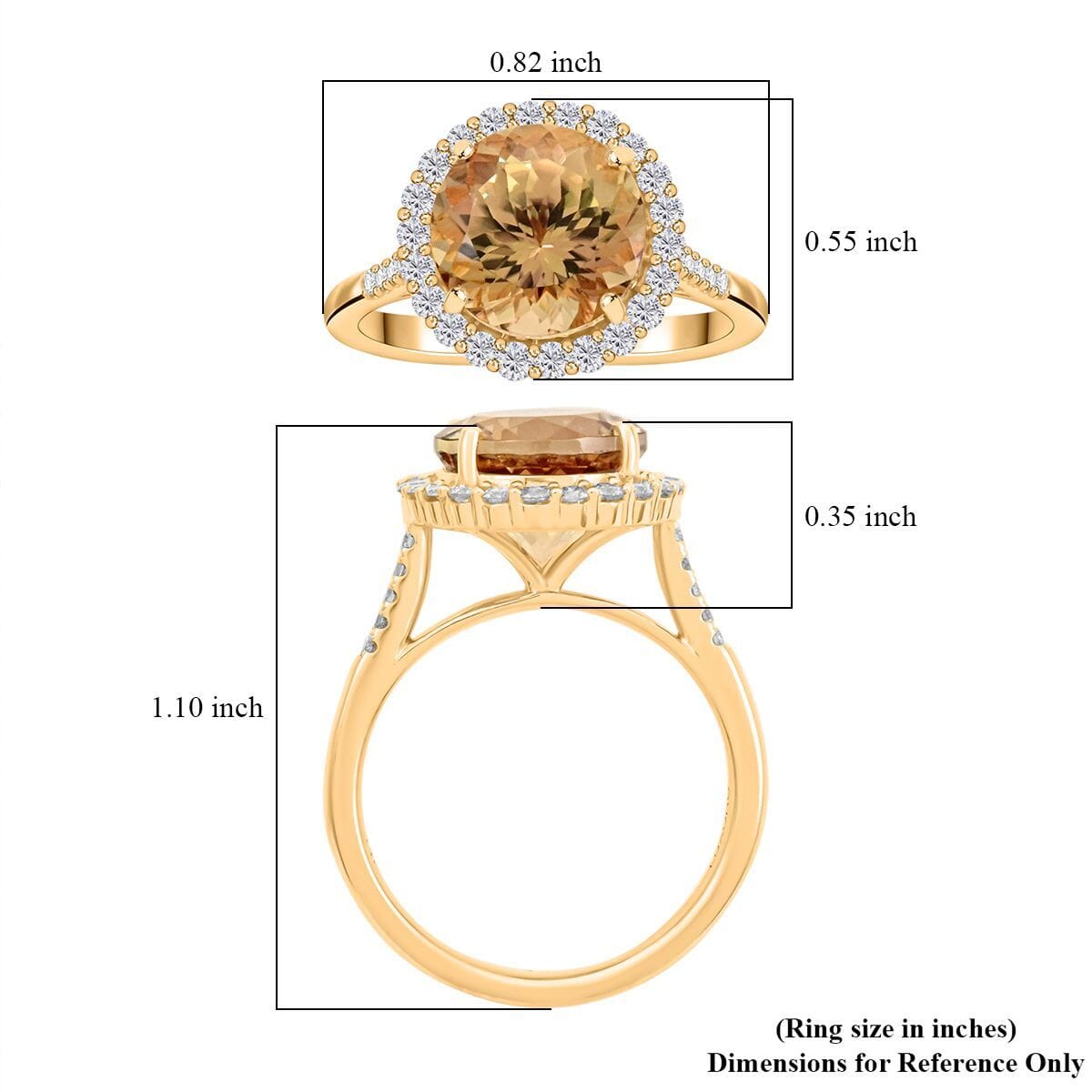 Certified &amp; Appraised LUXORO 14K Yellow Gold AAA Turkizite, White Diamond I2 Halo Ring 5.25 Ct. 7822989 3