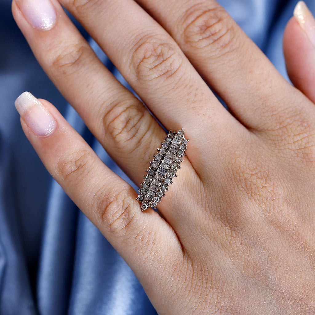 Champagne Diamond  Main Stone With Side Stone Ring in 18K RG Vermeil Sterling Silver 1.01 ct  1.004  Ct._7823237_2