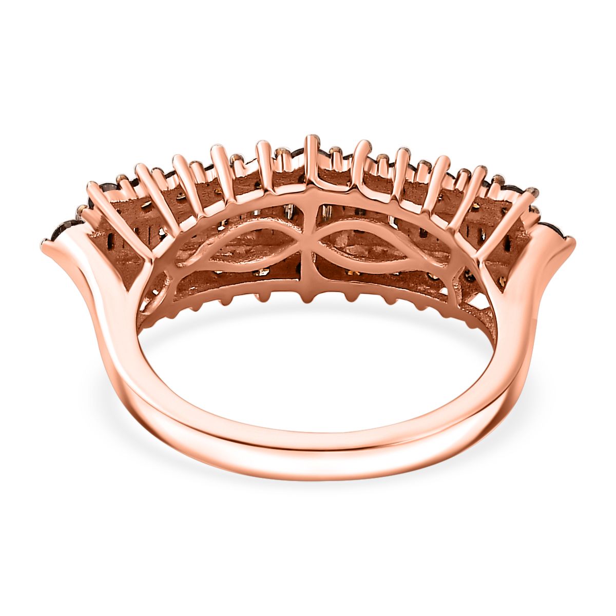 Champagne Diamond Cluster Ring in 18K Rose Gold Vermeil Plated Sterling Silver V32536905 5