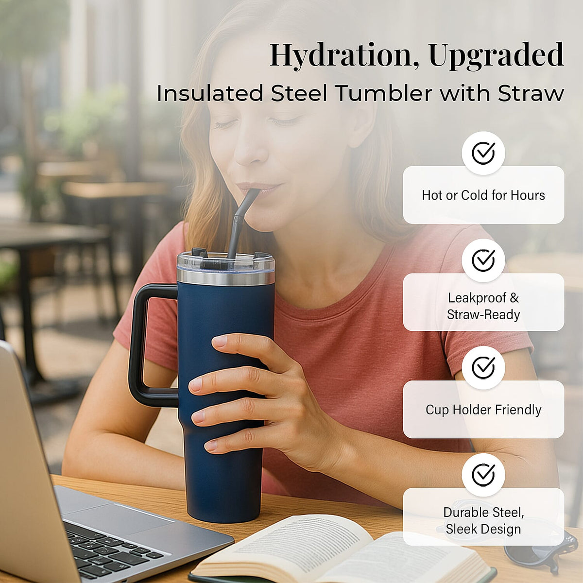Insulated Steel Tumbler with Straw (1200ml) 7823244 4