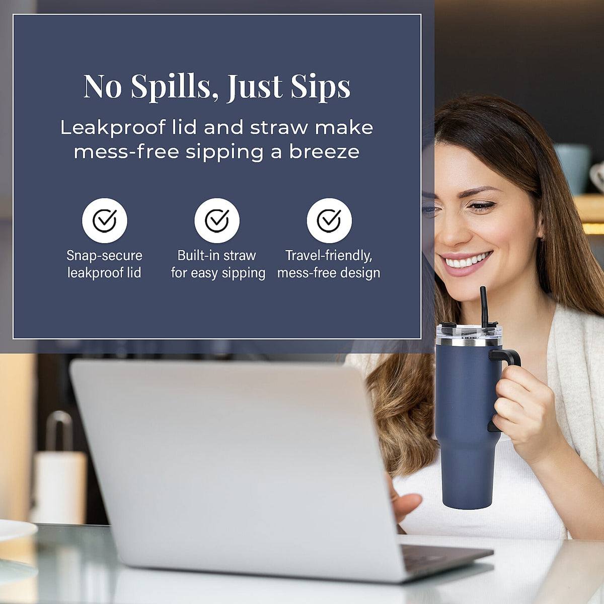 Insulated Steel Tumbler with Straw (1200ml) 7823244 7