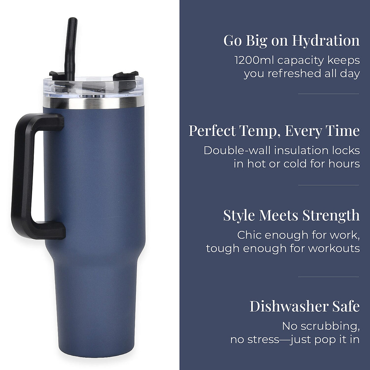 Insulated Steel Tumbler with Straw (1200ml) 7823244 8