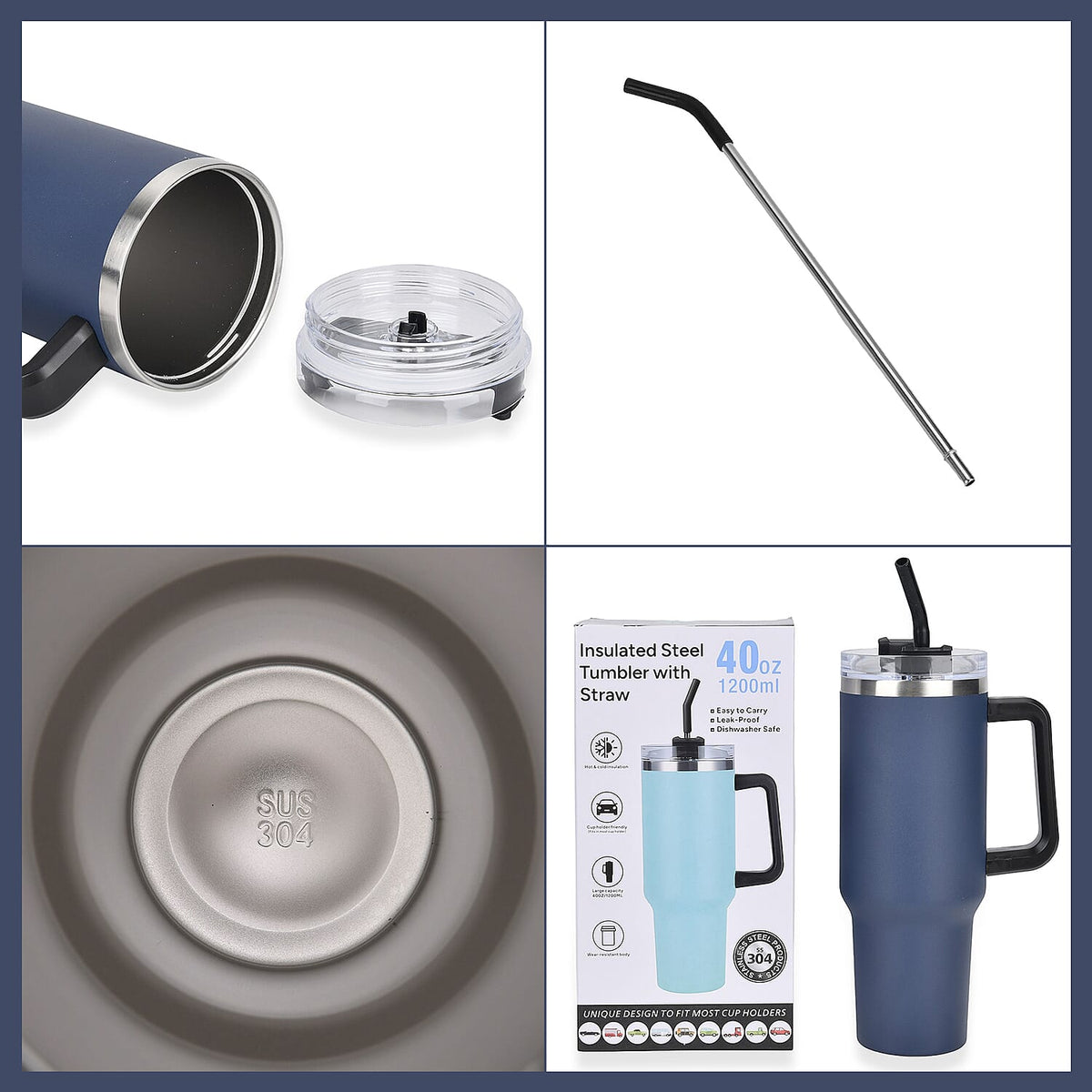 Insulated Steel Tumbler with Straw (1200ml) 7823244 9