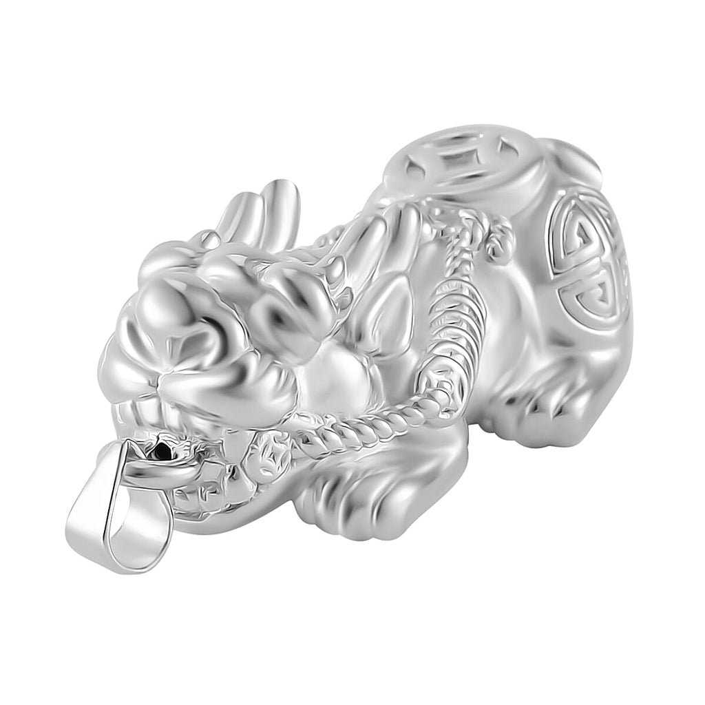 D'Joy Pixiu Pendant in Rhodium Overlay Sterling Silver