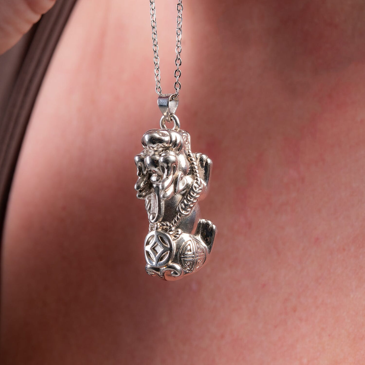 Pixiu Pendant in Rhodium Overlay Sterling Silver 7823290 3