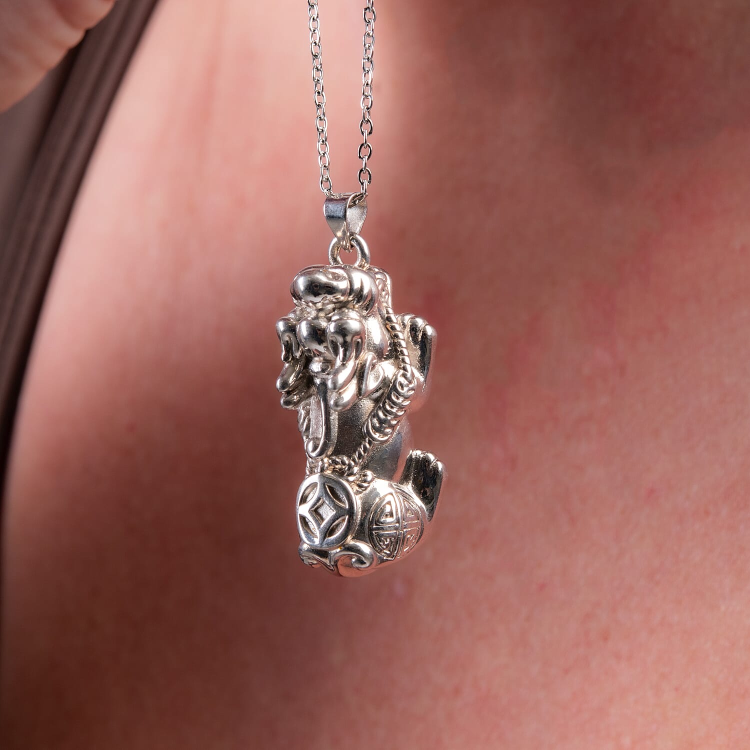 Pixiu Pendant in Rhodium Overlay Sterling Silver 7823290 3
