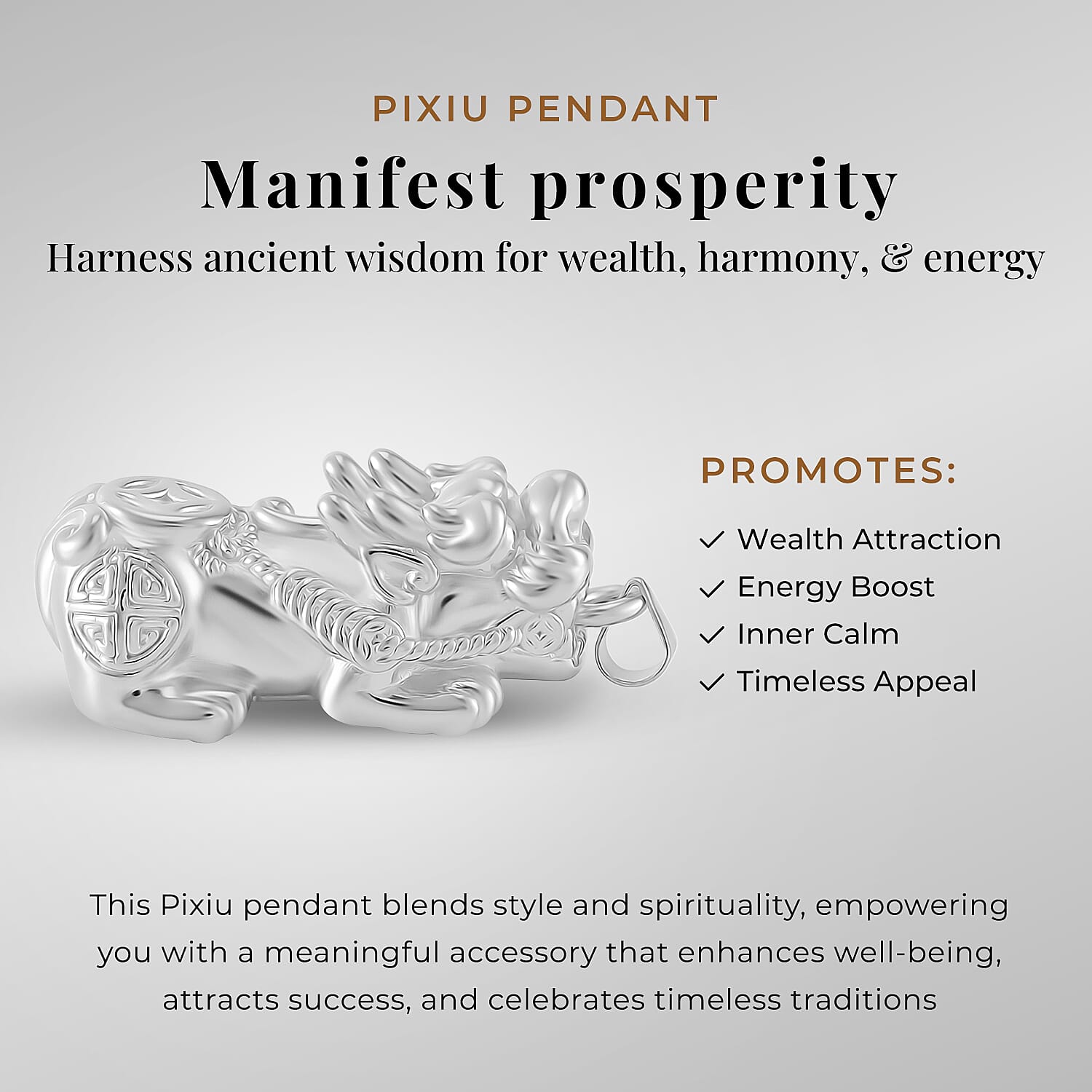 Pixiu Pendant in Rhodium Overlay Sterling Silver 7823290 4