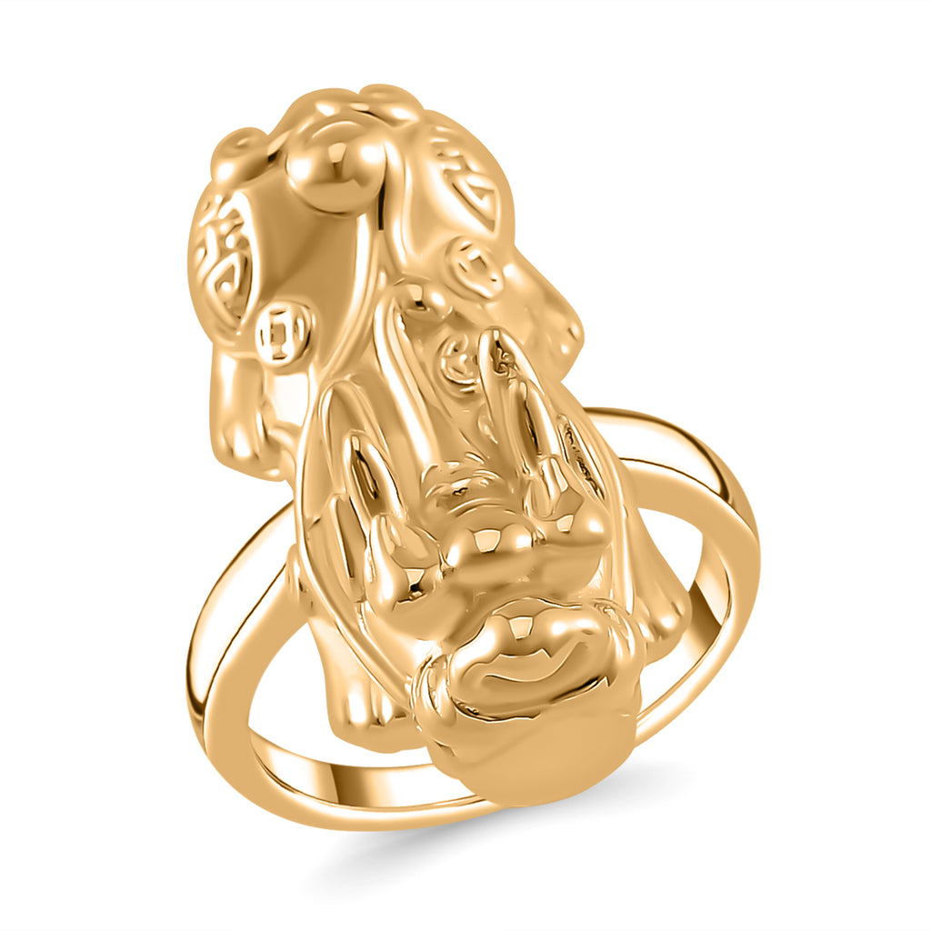 Brand New Pixiu Ring Gold Overlay Sterling Silver_7823343