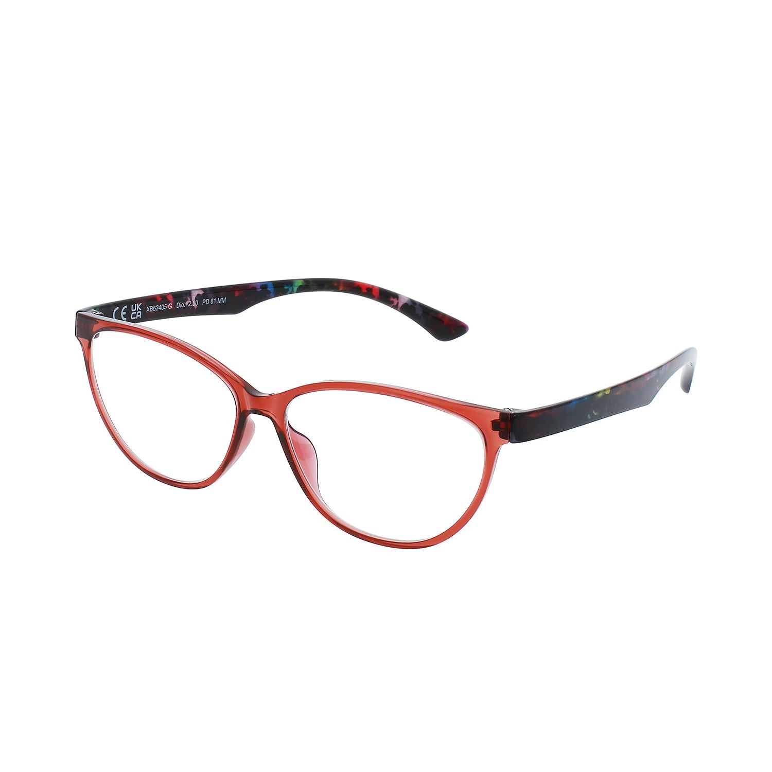 SWISS MADE Blue Light Reading Glass with UV 400 Protection (Power 3) - Transparent Red V32526363 0