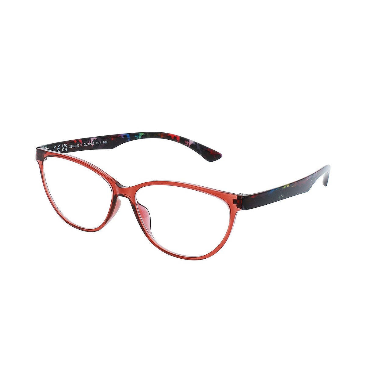 SWISS MADE Blue Light Reading Glass with UV 400 Protection- Transparent Red (Power_3) V32526311 0