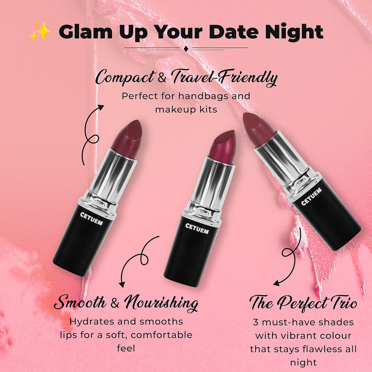 Cetuem Lipstick Trio Bundle Plums (Incl. Shade No. 43,50,102) 7823765 3
