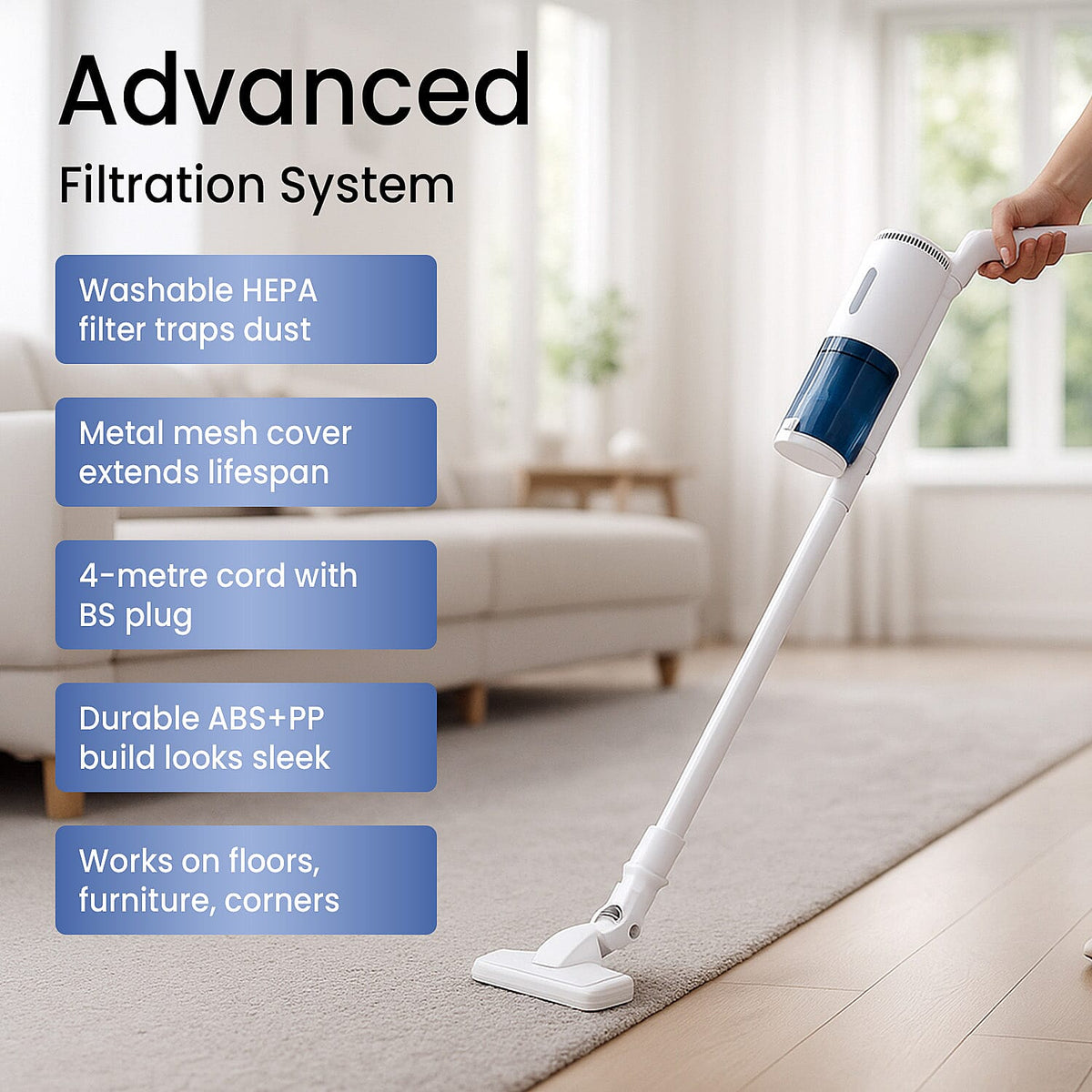 Beyond Bliss Corded (4m) 2-in1 Vacuum Cleaner (0.6L Dust Tank Capacity) 400W, 65db 7826458 3