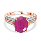 Pink Sapphire & Natural Zircon Solitaire Ring in 18K Vermeil Rose Gold Plated Sterling Silver 4.37 Ct._7826857