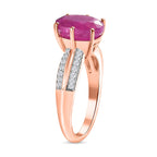 Pink Sapphire & Natural Zircon Solitaire Ring in 18K Vermeil Rose Gold Plated Sterling Silver 4.37 Ct._7826857_3