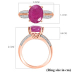 Pink Sapphire & Natural Zircon Solitaire Ring in 18K Vermeil Rose Gold Plated Sterling Silver 4.37 Ct._7826857_5