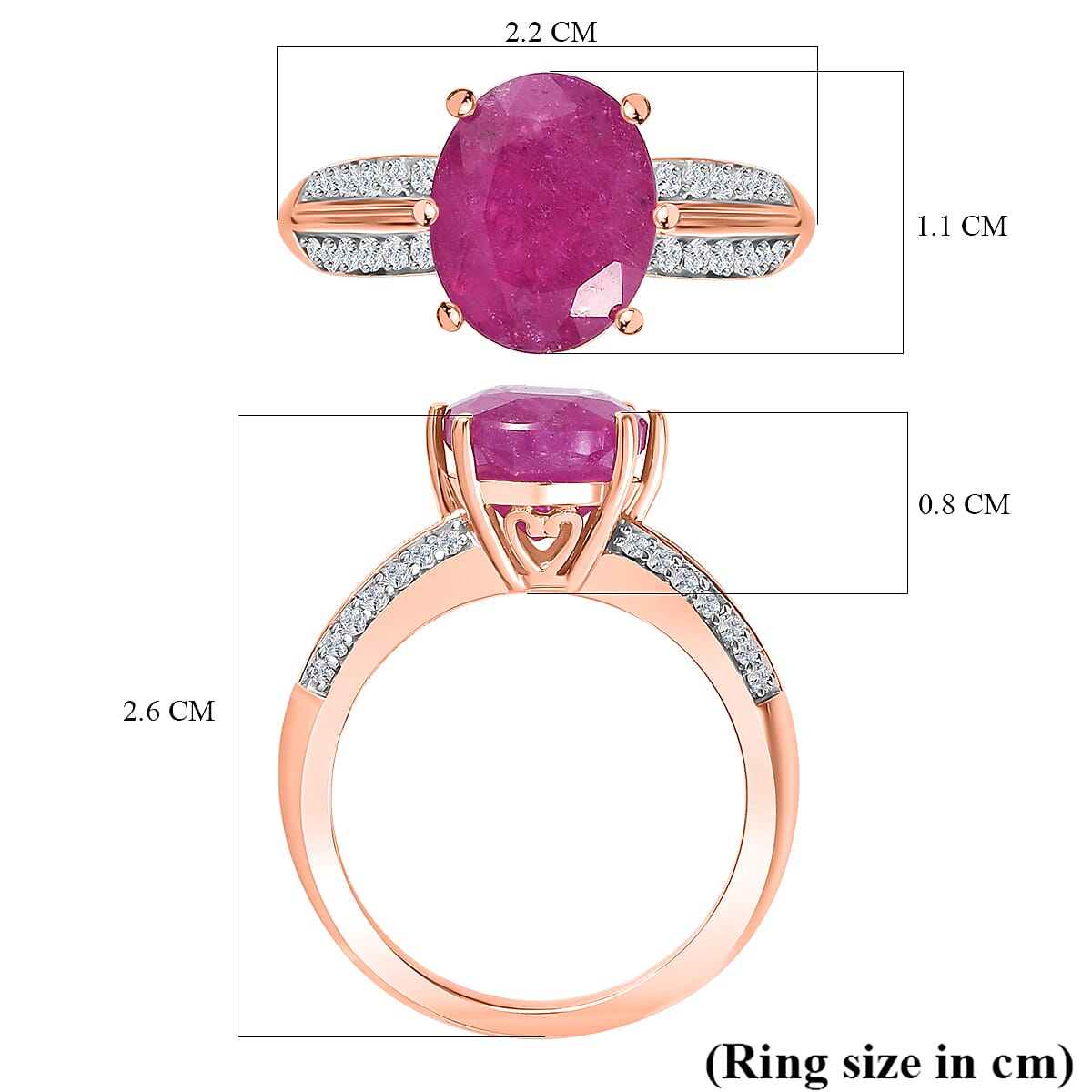 Pink Sapphire(FF) and Natural Zircon Ring in 18K Rose Gold Vermeil Plated Sterling Silver 4.40 Ct V32521944 6