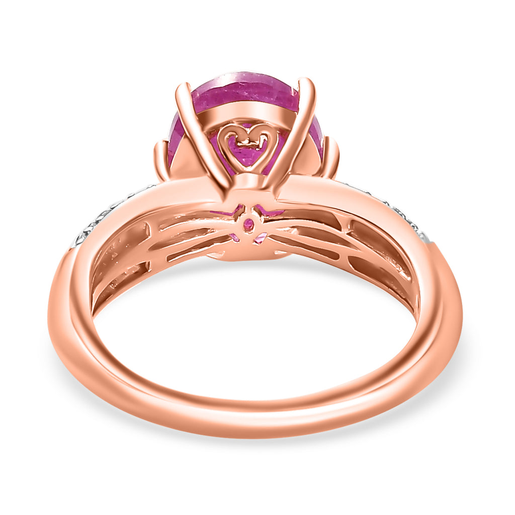 Pink Sapphire & Natural Zircon Solitaire Ring in 18K Vermeil Rose Gold Plated Sterling Silver 4.37 Ct._7826863_4