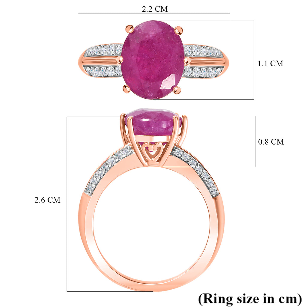 Pink Sapphire & Natural Zircon Solitaire Ring in 18K Vermeil Rose Gold Plated Sterling Silver 4.37 Ct._7826863_5