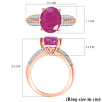 Pink Sapphire & Natural Zircon Solitaire Ring in 18K Vermeil Rose Gold Plated Sterling Silver 4.37 Ct._7826863_5