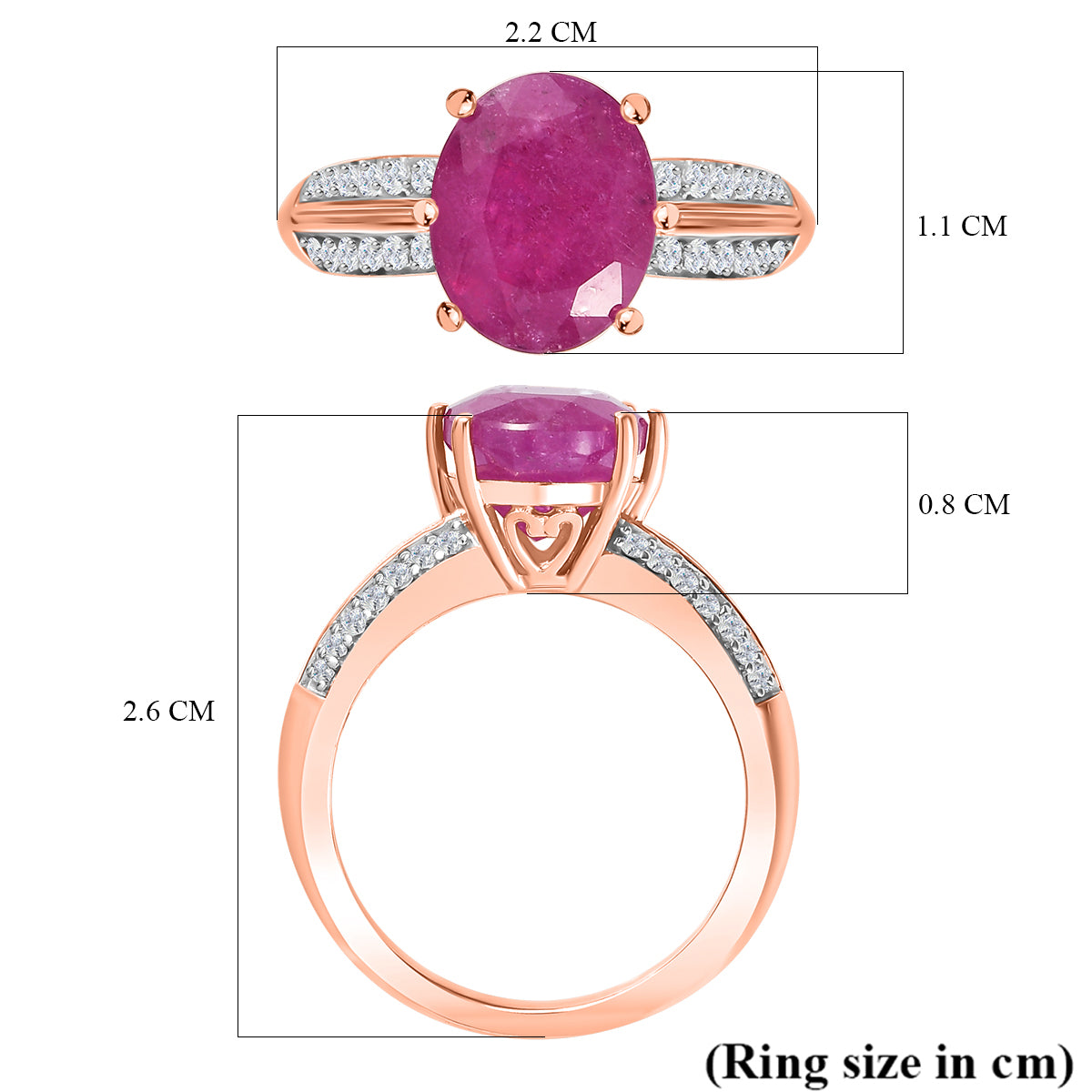 Pink Sapphire(FF) and Natural Zircon Ring in 18K Rose Gold Vermeil Plated Sterling Silver 4.40 Ct V32535591 6