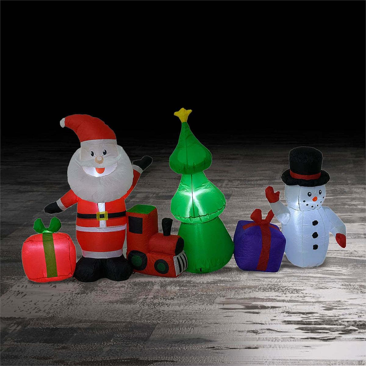 Christmas Inflatable Outdoor Decoration with LED Light featuring Santa Claus with Snowman 7827217 3