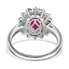 John Saul Ruby, Emerald and Moissanite Floral Ring in Rhodium Overlay Sterling Silver 2.48 Ct._7827479_4
