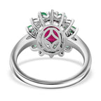 John Saul Ruby, Emerald and Moissanite Floral Ring in Rhodium Overlay Sterling Silver 2.48 Ct._7827485_4