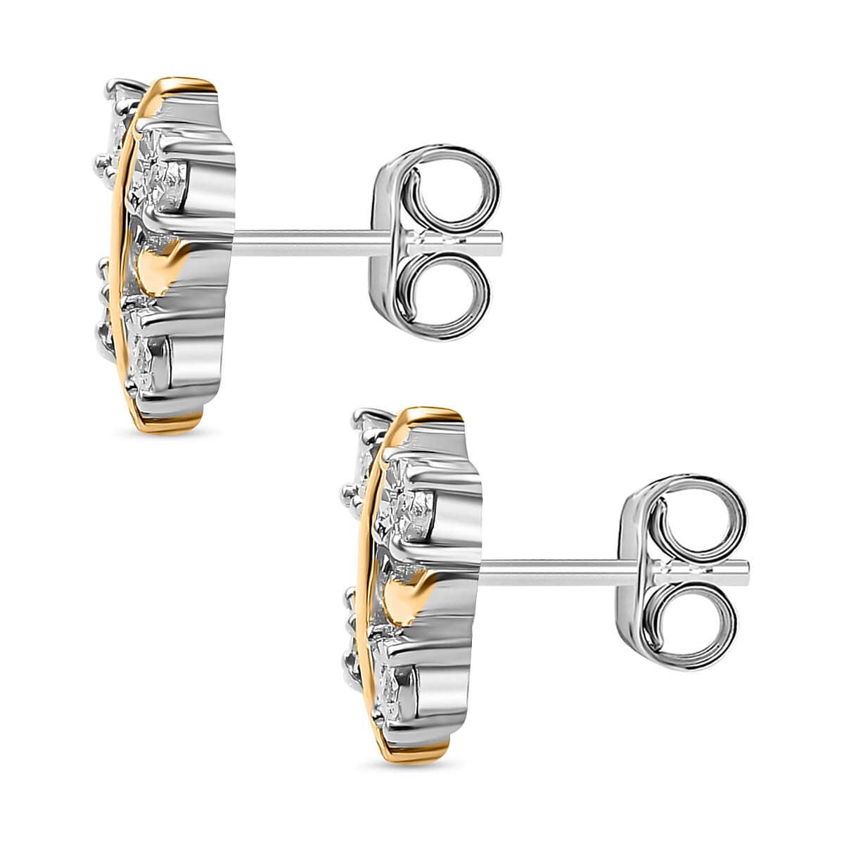 Designer Inspired One Time Closeout Diamond Earrings With Push Back in 14K Gold Plated Overlay Sterling Silver 7827642 5