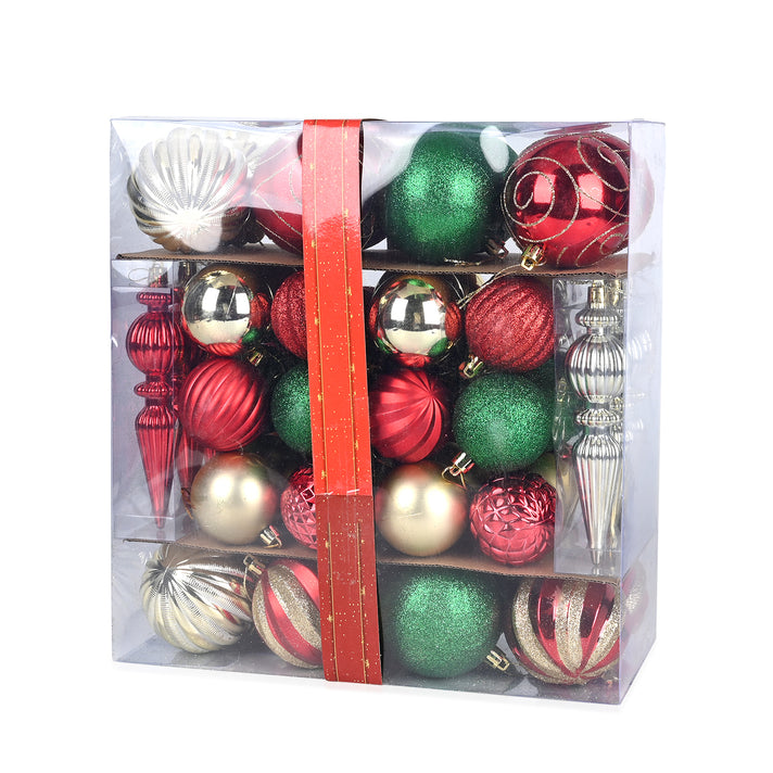 58 Christmas Baubles- Red, Green &amp; Gold - Small, Large, Glossy, Frosted 7827666 1