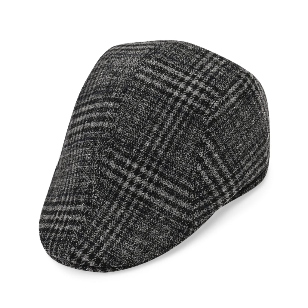 Snapback Vintage Checked Flat Cap (57 cm) - Dark Grey_7827733