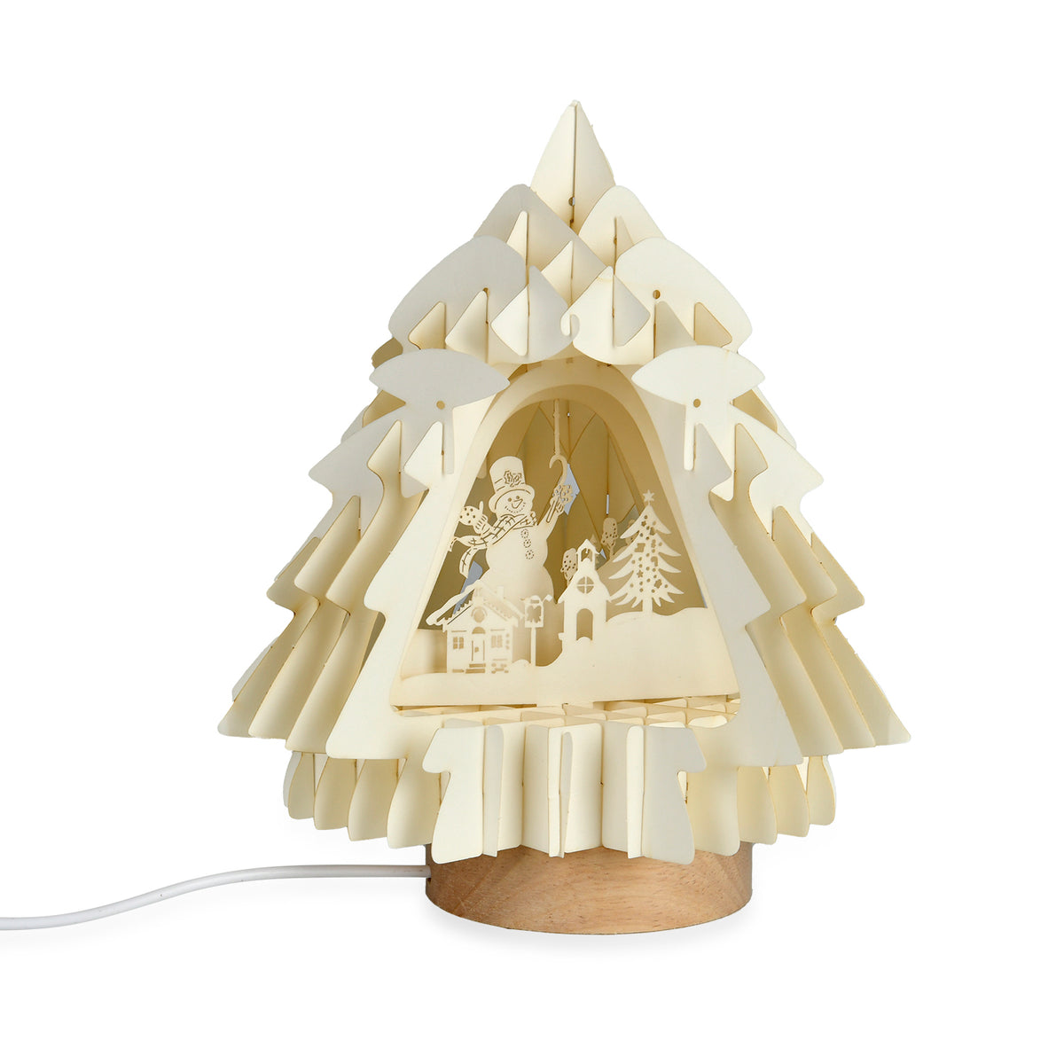 3D Papercut Snowman Lamp with Warm Light V32526490 0