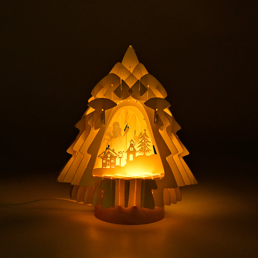 3D Paper Tree Lamp Snowman - White_7828754_2