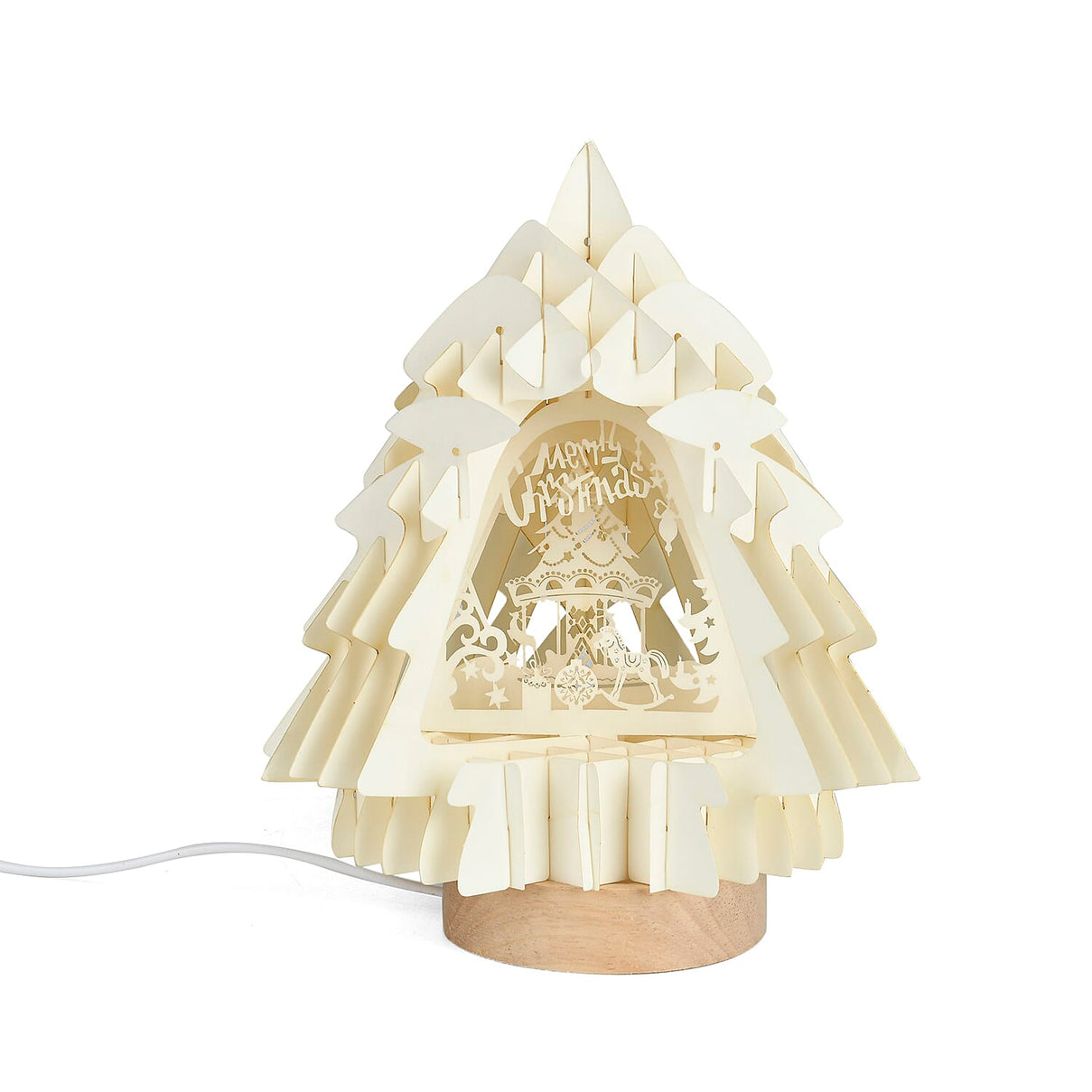 3D Paper Tree Lamp with Merry Christmas - White V32531252 0